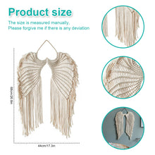 Load image into Gallery viewer, Angel Wing Hanging Tapestry Cotton Angel Wings Tapestry with Long Tassels Woven Macrame Tapestry Wall Hanging Decor Rustic Art
