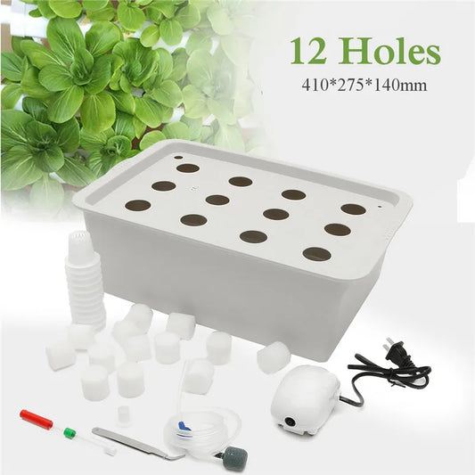 12 Holes Plant Site Hydroponic System Garden Bubble Nursery Pots Planter System Indoor Cabinet Box Grow Kit Cultivation Box