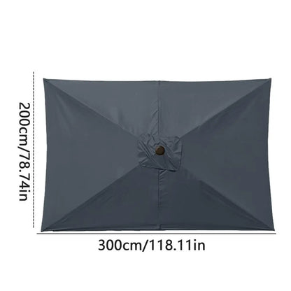 2x3 m Rectangular Patio Umbrella Cloth Replacement Canopy Heavy Duty Cantilever Parasol Top For Outdoor Deck, Backyard