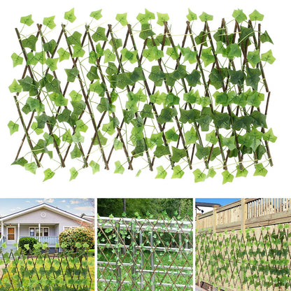 Garden Screening Expanding Trellis Artificial Leaf Privacy Fence Faux Plants Ivy Fence Artificial Faux Ivy Leaves Wooden Fence