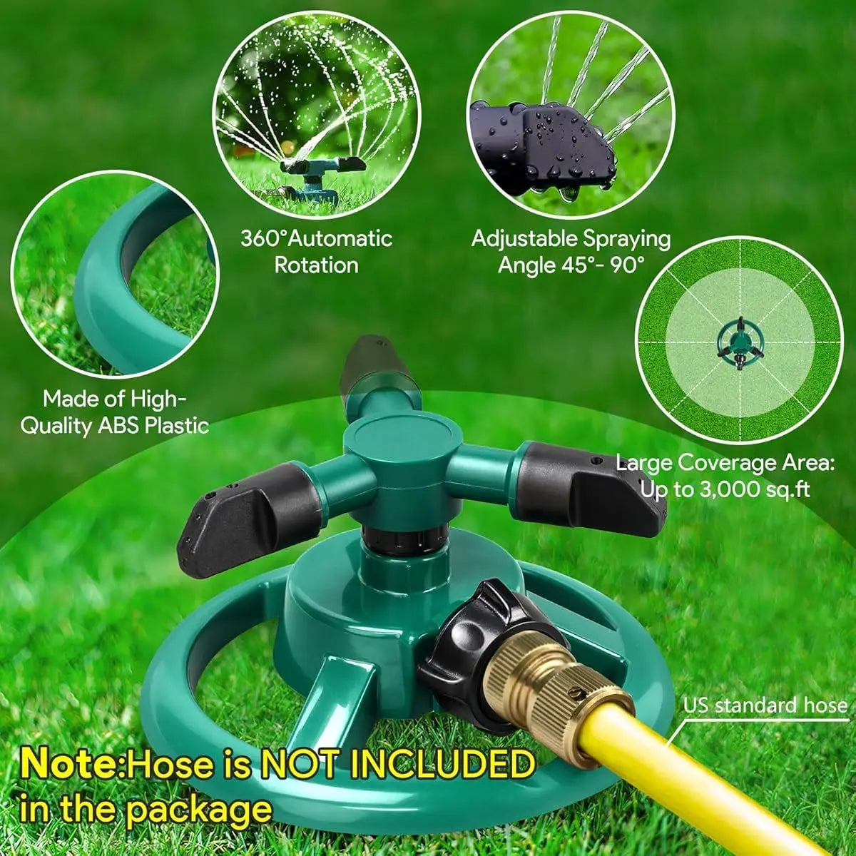Garden Sprinkler, Adjustable 360 Degree Rotation Lawn Sprinkler, Large Area Coverage, Multipurpose Yard Sprinklers for Plant Irr