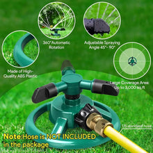 Load image into Gallery viewer, Garden Sprinkler, Adjustable 360 Degree Rotation Lawn Sprinkler, Large Area Coverage, Multipurpose Yard Sprinklers for Plant Irr
