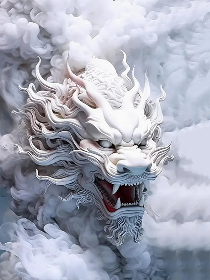 Men's 3D Digital White Dragon Smoke Printed Hoodie with Drawstring and Pocket, Spring and Autumn Sports Fashion Hoodie, Suitable