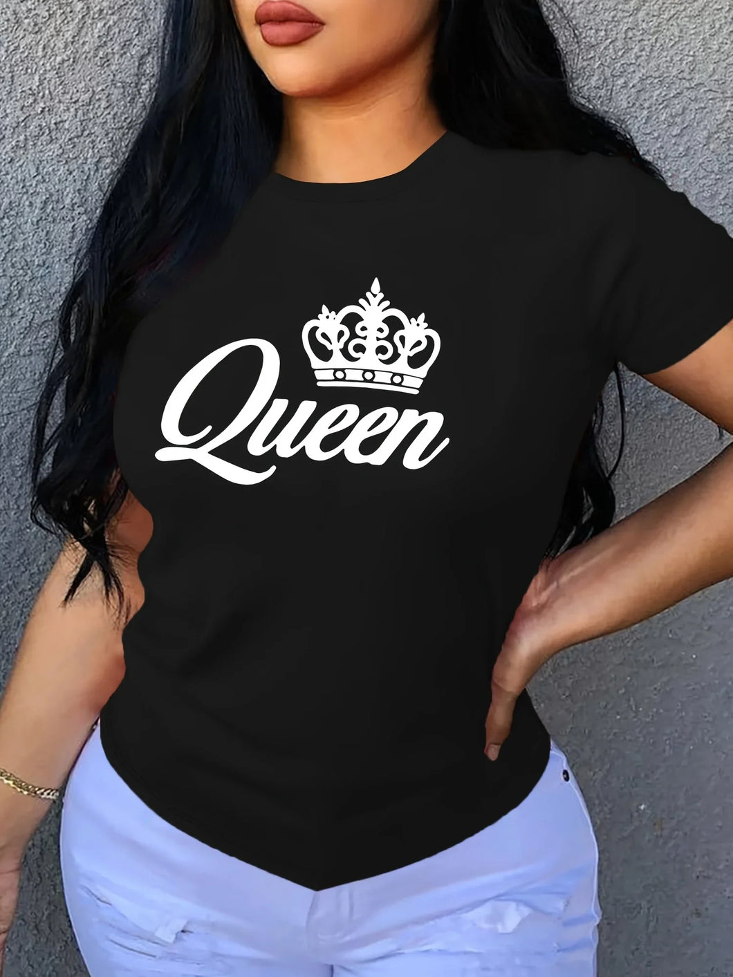 Women's T-shirt Casual Black Short Sleeved Printed Loose Top Design Clothes  Clothing O-Neck Casual Female Tops Street