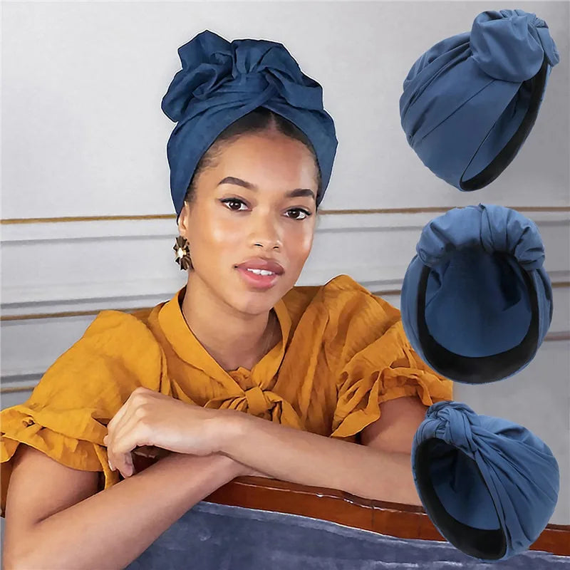 Women Vintage Turban Hat Fashion Female Bandana Headband Women's Hair Cover Cap Ladies Head Wraps Muslim Headscarf Bonnet
