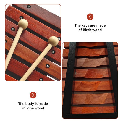 8 Notes Wooden Xylophone Musical Instrument with 2 Wooden Mallets Birch Pine Wooden Small Xylophone Percussion Instrument
