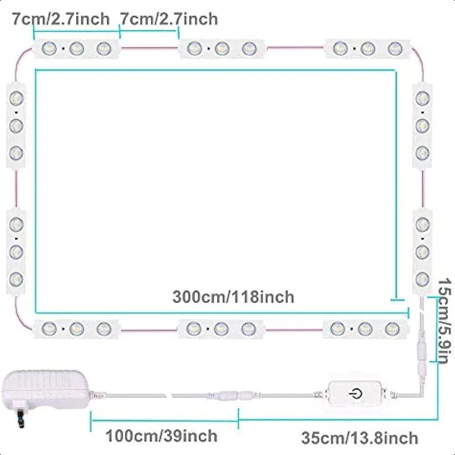 Led Vanity Mirror Lights Hollywood Style Vanity Make Up Light 10ft Ultra Bright White LED Dimmable Touch Control Lights Strip f