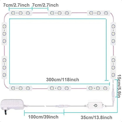 Led Vanity Mirror Lights Hollywood Style Vanity Make Up Light 10ft Ultra Bright White LED Dimmable Touch Control Lights Strip f