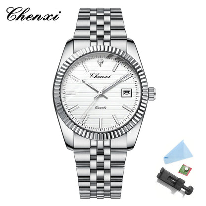 Watches For Men High Quality Brand Luxury Luminous Date Quartz Watch Waterproof Stainless Steel Wristwatch Fashion New CHENXI