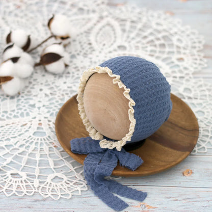 Baby Photo Cute Hat Newborn Photography Props Baby Costume Waffle Lace Tie Single Hat Fotografia Acessorios Girls Photo Props