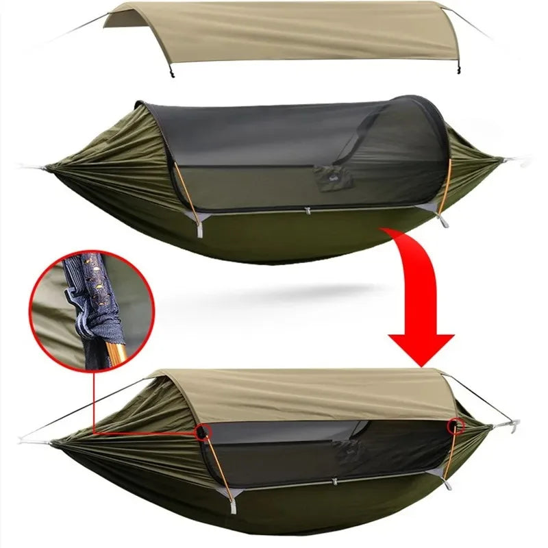 Travel Hammock, outdoor anti rollover, sun shading and anti mosquito, single or double person with mosquito ne