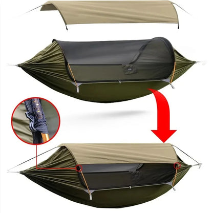 Travel Hammock, outdoor anti rollover, sun shading and anti mosquito, single or double person with mosquito ne
