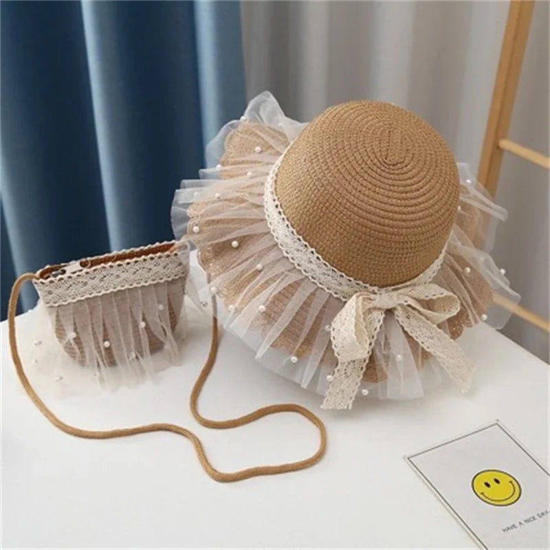 Children Sunscreen Sun Hat Kids Girls Summer Fashion Straw Hat And Bag For Girls Cool Hat Girl Cute Breathable Baby Accessories