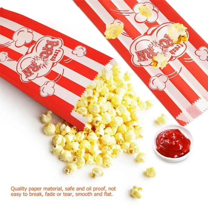 50pcs Popcorn Bags Popcorn Paper Bags Paper Popcorn Bags Grease Proof Bags Paper Packing Bags