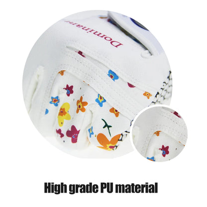 1Pair Golf Gloves for Women PU Leather Soft Fit Sport Grip Durable Gloves Anti-skid Breathable Sports Gloves