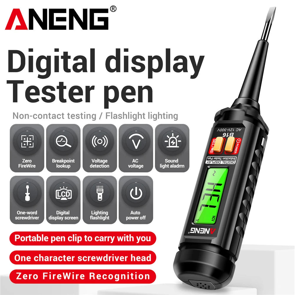 AC 12V-300V Non-Contact Voltage Detector Digital NCV Voltage Tester Smart Induction Test Pen Wire Breakpoint Finder Live Wire Te