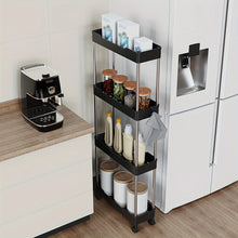 Load image into Gallery viewer, 3/4-Tier Slim Rolling Storage Racks – Compact Cabinet Shelf for Bathroom, Kitchen, Laundry Room, and Narrow Spaces Organization
