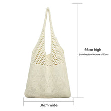 Load image into Gallery viewer, Wool Knitted Shoulder Shopping Bag for Women Vintage Cotton Cloth Girls Tote Shopper Bag Large Female Handbag Crochet Bag
