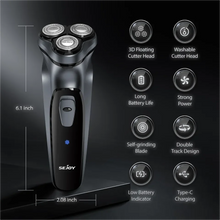 Load image into Gallery viewer, SEJOY Rechargeable Wet &amp; Dry Use Electric Shaver Pop-up Hair Trimmer Rotary Shaving Machine Razor
