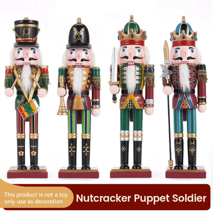 30cm Nutcracker Soldier Puppet Wooden Nutcracker Statues Handicraft Doll Toy Christmas Navidad New Year Gift Home Decoration