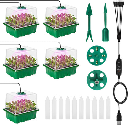 Full-Featured Seedling System, Moisturizing and Insect-Proof Transparent Cover, Layered Drainage Tray, Home Gardening Nursery Greenhouse Kit