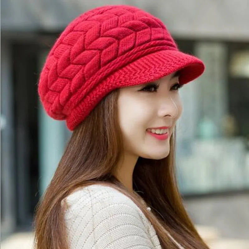 Winter Women Hat Wide Brim Keep Warm Cap Knitted Hats Female Soft High Elastic Warm Caps Beanies Girl Cap Solid Color 2023 New