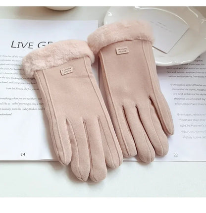 Women Winter Thick Plush Gloves Fashion Warm Suede Outdoor Guantes Lady Touchscreen Driving Gloves Sports Cycling Mittens