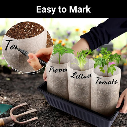 Seedling Bags 100 Pack Degradable Non-Woven Nursery Bags Fabric Seedling Grow Bags Plant Pouch For Garden Agricultural Supply