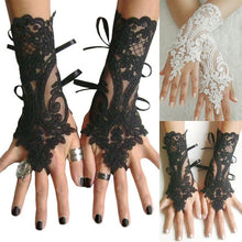 Load image into Gallery viewer, New Women Wedding Fingerless Gloves Lace White Black High Quality Wedding Gloves Mittens Accessory Girl Party Sexy Gloves Guante
