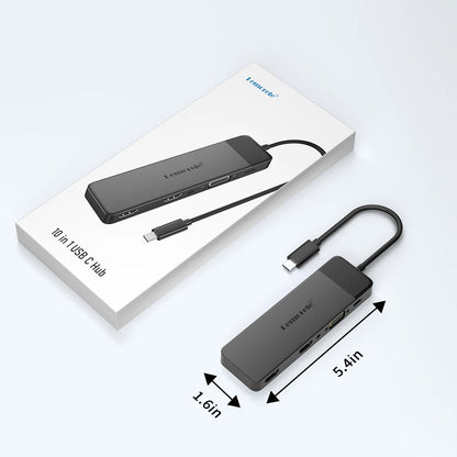 Lemorele USB-C Hub 10Ports Docking Station USB Type C to Dual HDMI 4K 30Hz VGA USB 3.0 Adapter PD100W SD Card Reader for MacBook
