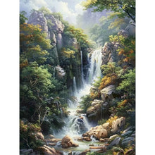 Load image into Gallery viewer, 5D DIY Full Square&amp;Round Diamond Painting Forest Waterfall Landscape Set Mosaic Art Home Decoration Gift for Living Room Bar
