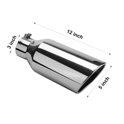Universal Exhaust Tip 3inch Inlet 5inch Outlet 12inch Length Tailpipe Anti-Corrosive Car Straight Exhaust Tail Throat Tail Pipe