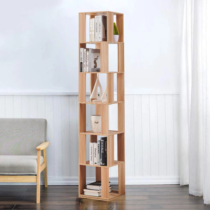 190cm Rotatable 6 Tier Slim Bookcase Corner Cabinet Shelf Living Room Bedroom BookShelf