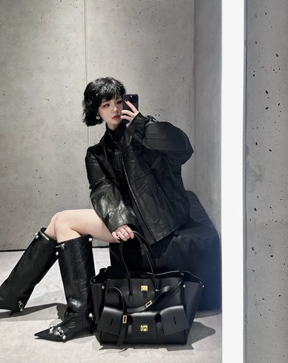 Luxury Genuine Leather Tote Bags for Women Large Capacity Travel Shoulder Bag Designer Handbags Ladies Shopping Purse