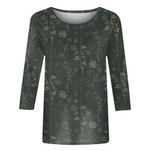 Load image into Gallery viewer, Female Clothing Delicate Fashion Shirts Floral Round Neck 3/4 Sleeves Printed Summer Women Pullover Daily Wear Vetement Femme
