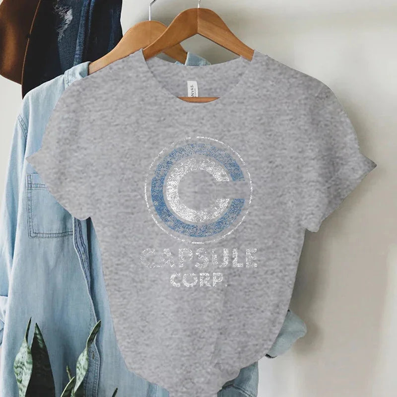 Women Clothing Printed T-shirt CAPSULE CORP Graphic T Shirts Womens Aesthetic Women's Tee Shirt Fashion Woman Tops 2024 Clothing