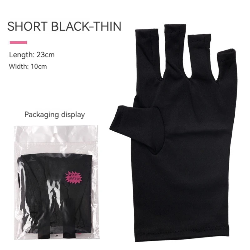 Nail Tools Anti-ultraviolet Uv Gloves Sun Black Half Exposed Fingertips Phototherapy Gloves Short Section