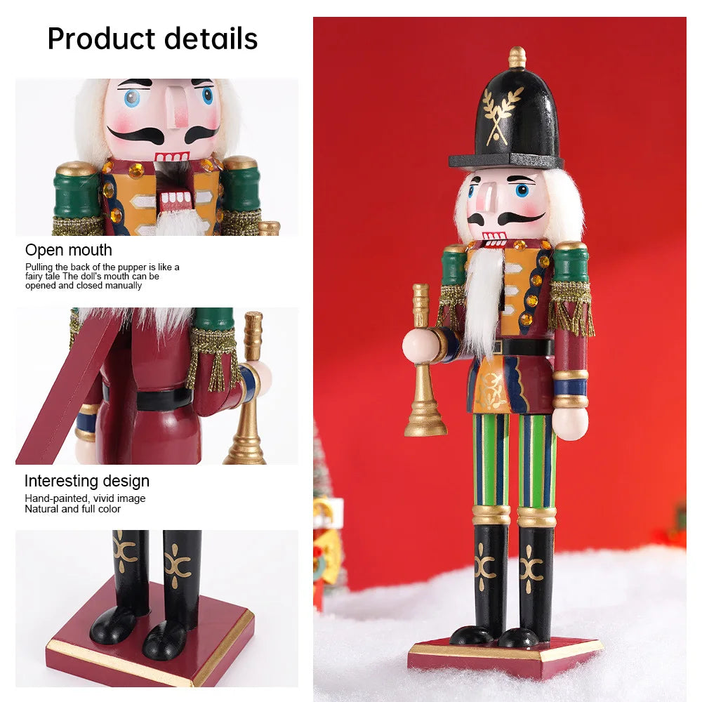 30cm Nutcracker Soldier Puppet Wooden Nutcracker Statues Handicraft Doll Toy Christmas Navidad New Year Gift Home Decoration
