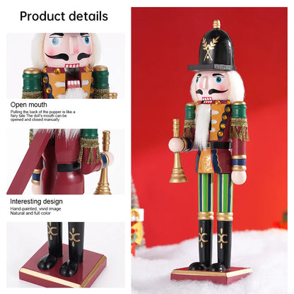 30cm Nutcracker Soldier Puppet Wooden Nutcracker Statues Handicraft Doll Toy Christmas Navidad New Year Gift Home Decoration