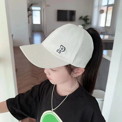 Kids Baseball Caps for Boys Girls Sun Hat Love Heart Hollow High Ponytail Caps Children Adjustable Baseball Caps for 4-12 Years