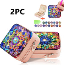 Load image into Gallery viewer, Two mandala themed diamond painting sets with crystal DIY makeup boxes, suitable for ladies to carry when traveling
