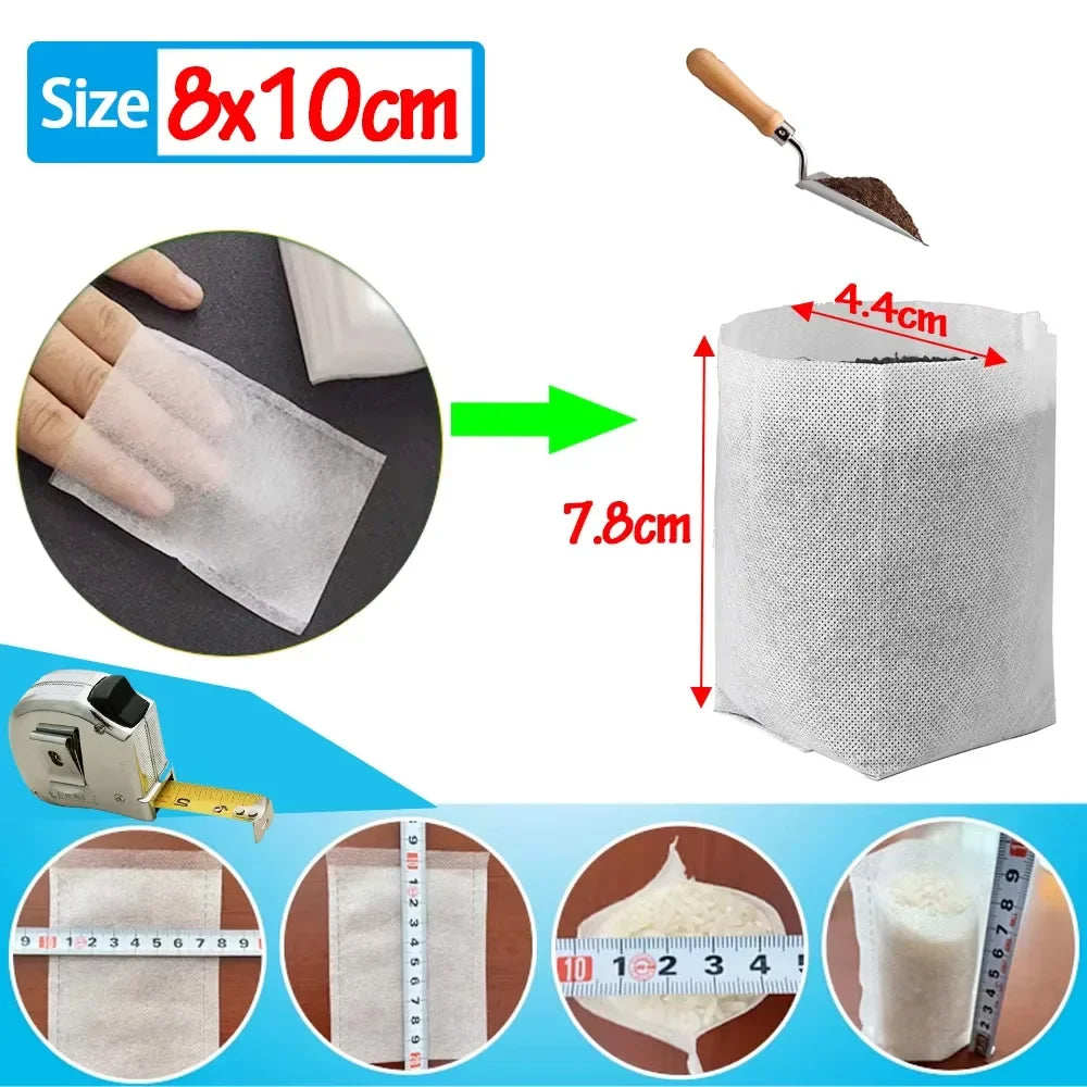 Seedling Bags 100 Pack Degradable Non-Woven Nursery Bags Fabric Seedling Grow Bags Plant Pouch For Garden Agricultural Supply