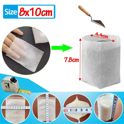 Seedling Bags 100 Pack Degradable Non-Woven Nursery Bags Fabric Seedling Grow Bags Plant Pouch For Garden Agricultural Supply
