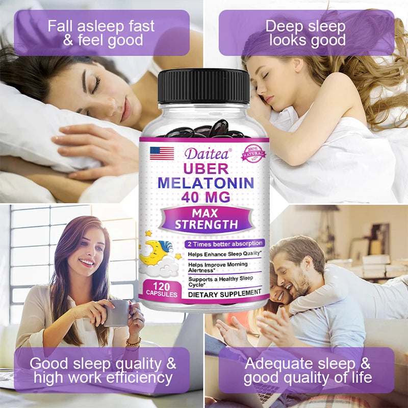 Melatonin for Adults 40 mg helps relieve sleep disturbances and improve sleep quality and energy levels