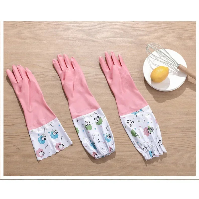 Women's Kitchen Gloves - Durable, Extended Waterproof Rubber Gloves for Dishwashing, Cleaning, Laundry & Household Chores - Comf