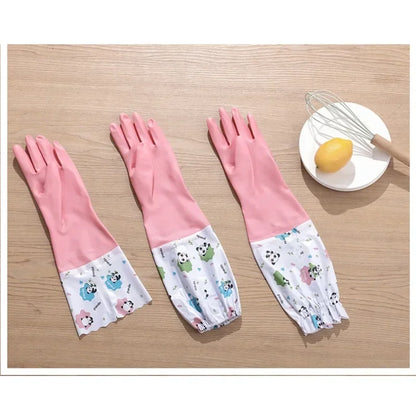 Women's Kitchen Gloves - Durable, Extended Waterproof Rubber Gloves for Dishwashing, Cleaning, Laundry & Household Chores - Comf