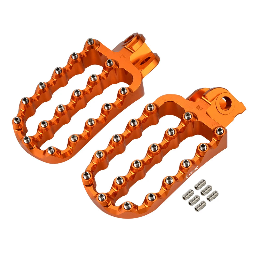 NICECNC Motorcycle Footpegs Set with Bolts Aluminum Stainless Steel for KTM 690 Enduro/R 2008-2023 4.21" x 2.44"