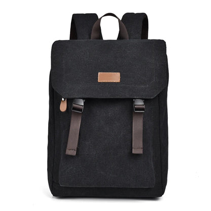 Mens Canvas Backpack Retro Style Large Capacity Bag with Buckle Straps
