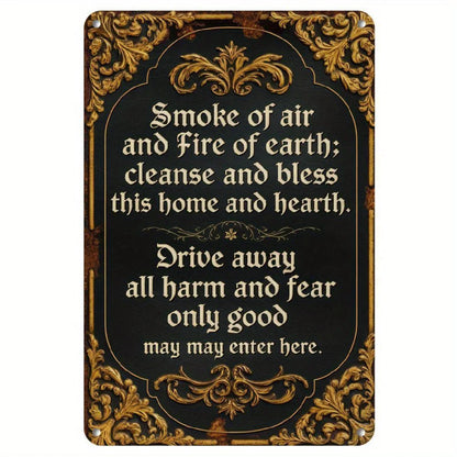 Tin Wall Decoration 8x12 Inches Retro Style Design with Black and Gold Logo Suitable for Home Decoration Cafes