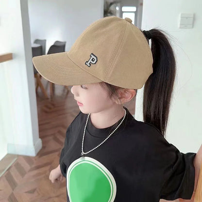 Kids Baseball Caps for Boys Girls Sun Hat Love Heart Hollow High Ponytail Caps Children Adjustable Baseball Caps for 4-12 Years